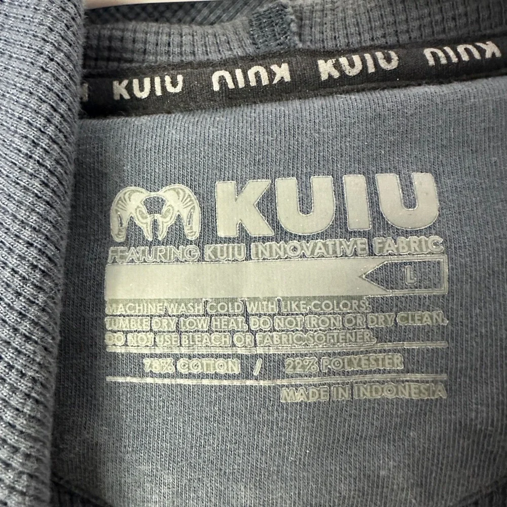Kuiu Waffle Knit Thermal Pullover Hoodie Mens Large Slate Blue Baselayer Hunting - Picture 7 of 8